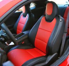 For 2010-2015 Chevy Camaro Iggee Blackred S.leather Custom 2 Front Seat Covers