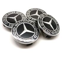 4pcs For Mercedes Benz Wheel Center Caps Emblem Black 75mm Rim Hub Cover Logo