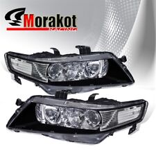 For 04-09 Acura Tsx Cl7 Cl9 Jdm Projector Black Headlights Clear Reflector Lamps