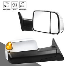 Pair Chrome Power Glass Tow Mirrors Flip-up For 1994-97 Dodge Ram 1500 2500 3500