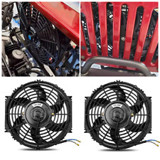 2x 7 Inch Universal Slim Fan Push Pull Electric Radiator Cooling 12v Mount Kit