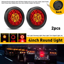 2pcs 4inch Round Led Truck Trailer Stop Tail Turn Brake Lights 16-led Waterproof