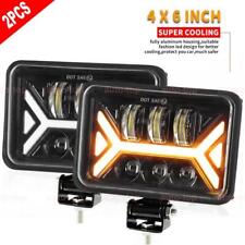 2pcs 4x6 Led Work Lights Driving Fog Headlamps Halo Drl For Car Truck Tractor