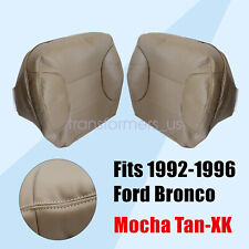 For 92-96 Ford Bronco Front Both Side Leather Perforated Bottom Seat Cover Tan