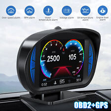 Obd2gps Hud Car Gauge Head Up Digital Display Speedometer Turbo Rpm Alarm Temp