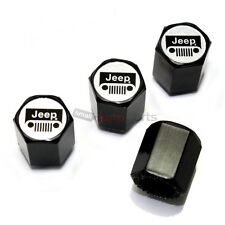4 Jeep Silver Grille Logo Black Abs Tirewheel Air Stem Valve Caps Covers