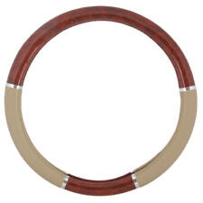 Soft Grip Leather Steering Wheel Cover Wood Style Universal Fit 14.5-15.5