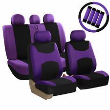 Auto Seat Cover For Car Truck Suv Van W Steering Cover Belt Pads Purple