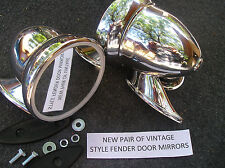 New Pair Of 50s 60s Chrome Bullet Style Door Fender Racing Mirrors 