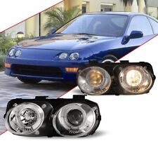 Pair For 1998-2001 Acura Integra Headlights Halo Clear Bumper Projector Headlamp