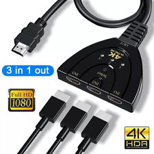 2ft 4k Hdmi 2.0 Cable Auto Switch Switcher Splitter Adapter 3 In-1 Out Device Us