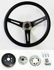 Chevy C10 C20 C30 Blazer Black On Black Steering Wheel 13 12 Rdblk Bowtie Cap