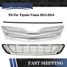 Front Silver Upper Lower Grille Grille Molding Trim For Toyota Venza 2013-2016