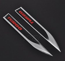 Pair Metal Turbo T Car Fender Emblem Knife Badge Trunk Decal Sticker Racing