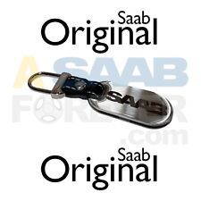 New Saab Key Chain Black Leather Genuine - Key Fob Oem - Dealer Accessory