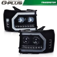 Smoked Led Drl Projector Headlights Fit For 07-13 Gmc Sierra 1500 2500 3500hd