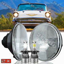 Pair 7 Inch Round Led Headlights Lamp For Chevy Bel Air 1955 1956 1957