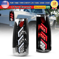 Led Tail Lights For 1988-1998 Chevy Gmc Ck 1500 2500 3500 Black Clear Rear Lamp