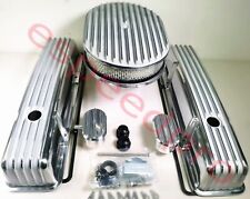 58-86 Sbc Chevy Tall Finned Valve Covers 15 Air Cleaner Breather Pcv Kit
