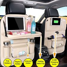 1pc Leather Auto Car Truck Seat Organizer Storage Bag Cup Holder W Phone Charger
