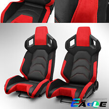 Pure Series Pure Blackred Pvc Reclinable Car Racing Seats Pair Wslider Lr