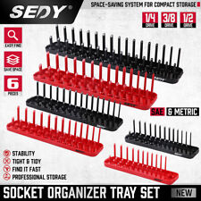 6pc Socket Organizer Tray Set Hold 90 Metric 80 Sae Socket 14 38 12 Drive