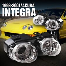 For 1998-2001 Acura Integra Headlights Halo Projector Chrome Clear Replace Lamps