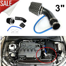 3 Carbon Fibre Car Cold Air Intake Filter Induction Pipe Power Flow Hose System