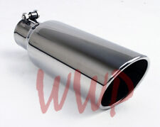 10pc Stainless Steel Polished Angle Cut Roll Exhaust Tip 4inlet 5 Outlet 12