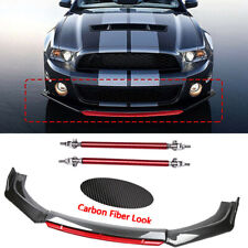 Front Bumper Lip Splitter Spoiler Body Kit Carbon Fiber Rods For Ford Mustanggt