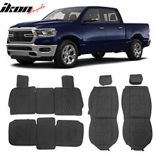 For 09-23 Dodge Ram 1500 2500 3500 Black Seat Covers Pu Leather 5-seat Bench Pad