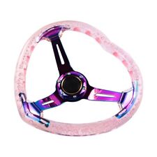 350mm Deep Dish Vip Heart Pink Crystal Bubble 6-hole Neo Spoke Steering Wheel