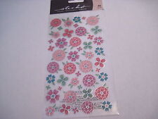 Scrapbooking Crafts Stickers Sticko Flower Tropics Round Pink Aqua Flowers Flat