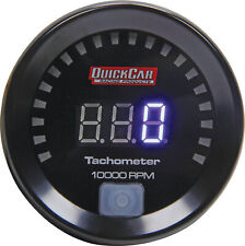Quickcar 67-001 Tachometer Black Face Small Diameter 9990 Rpm Digital Recall