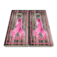 Pink Ribbon Custom Cornhole Board Wrap Laminated Vinyl Wrap Set