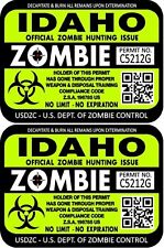 Prosticker 1222 Two 3x 4 Idaho Zombie Hunting License Decals Stickers