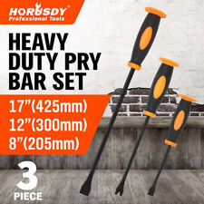3pc Pry Bar Set Crowbar Strike Cap 8 12 17 Carbon Steel Non-slip Handle New