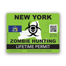 Zombie New York State Hunting Permit Sticker Decal - Weatherproof - Ny Hunter