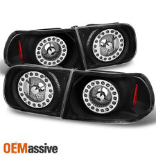 Fit 1992-95 Honda Civic Coupe Sedan Black Led Ring Style Tail Lights Replacement
