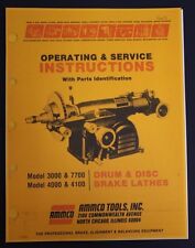 Ammco Brake Lathe Operation Service Parts Manual Models 3000 4000 4100 7700
