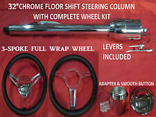 32 Streethot Rod Pickup Truck Chrome Tilt Steering Column Floor Shift Wheel