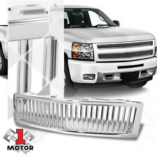 Chrome Vertical Slat Badgeless Front Hood Grille For 07-13 Chevy Silverado 1500