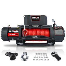 X-bull 12v 10000lbs Electric Winch Red Synthetic Rope Jeep Towing Truck Off-road
