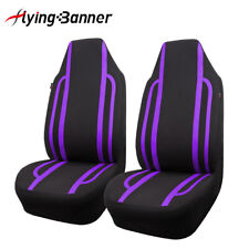 Universal 2 Front Car Seat Covers Purple Black Auto Suv Track Sporty High Back