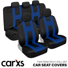 Black Blue Car Seat Covers Full Set Front Rear Bench For Auto Truck Suv