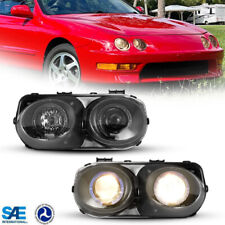 For 1998-2001 Acura Integra Projector Headlights Headlamps Black Clear Lens Pair