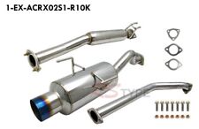 4 Muffler Round Blue Tip Catback Exhaust For 02-06 Acura Rsx Dc5 Type-s