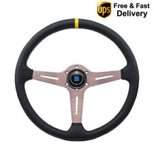 Steering Wheel Deep Corn Perforated Leather 15 Inch Classic Titanium Chrome New
