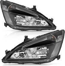 Headlights For 2003 2004 2005 2006 2007 Honda Accord Pair Headlamps Lhrh Black