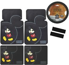 7pcs Disney Mickey Mouse Car Truck Front Rear Floor Mats Steering Wheel Cover